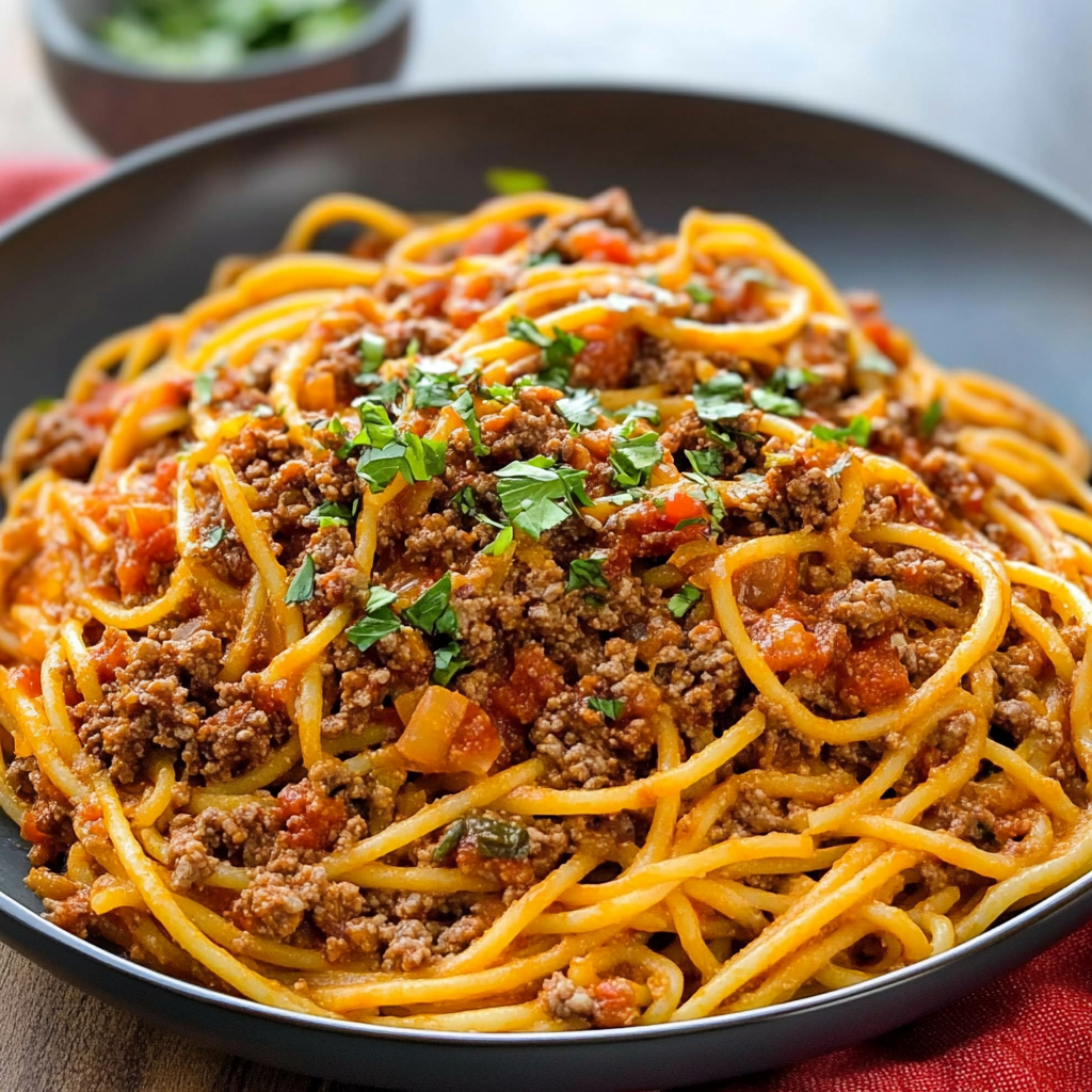 One Pot Taco Spaghetti