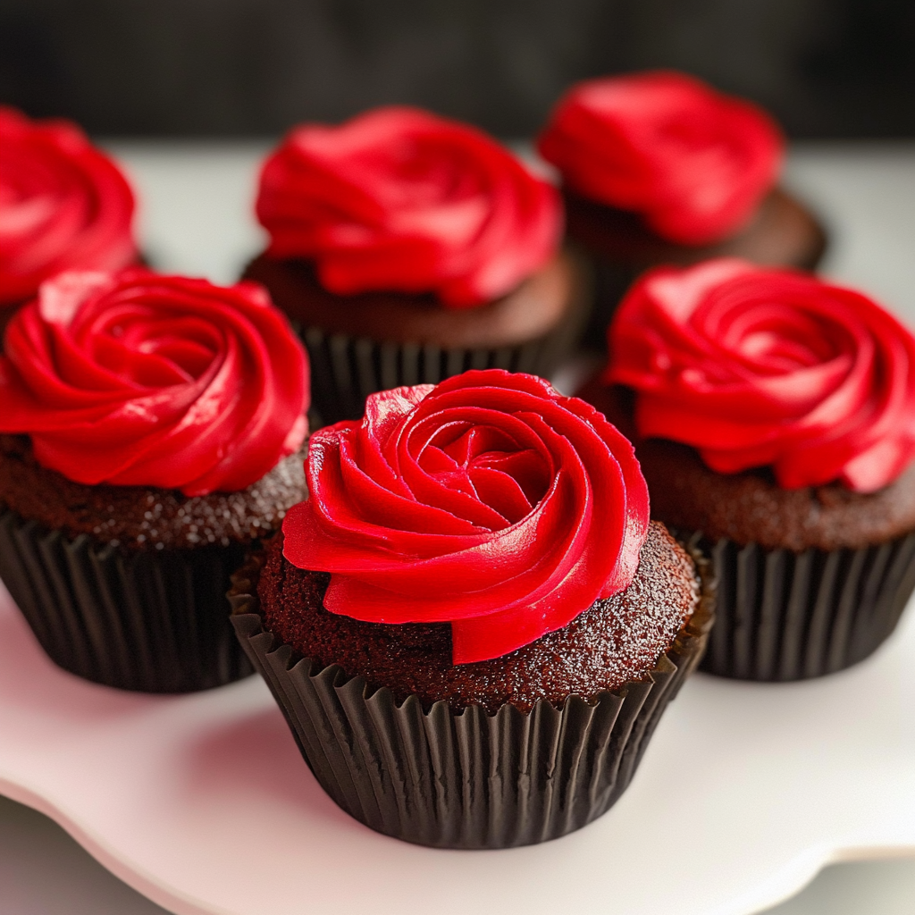 Red Rose Chocolate Cupcakes