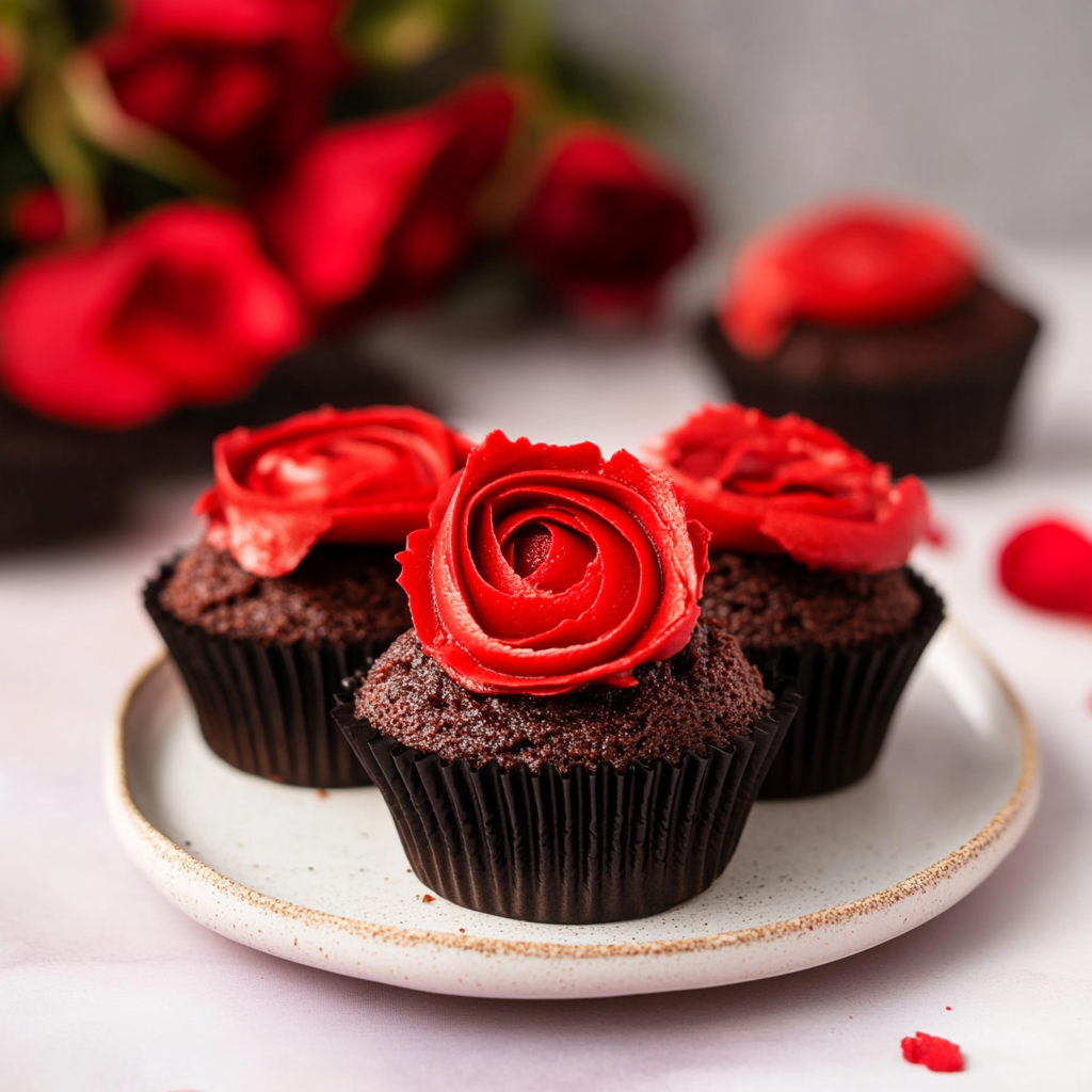 Red Rose Chocolate Cupcakes