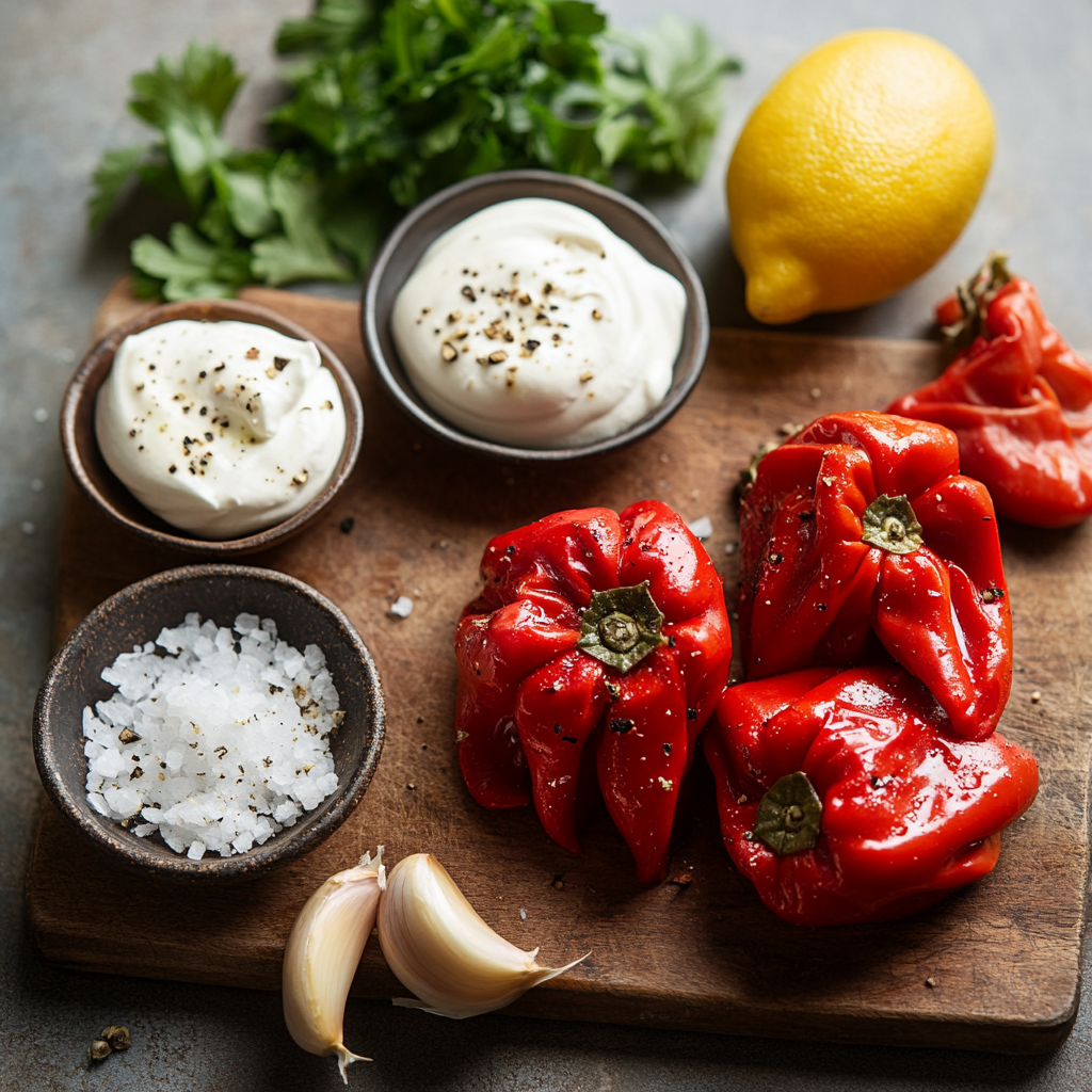 Roasted Red Pepper Dip ingredients