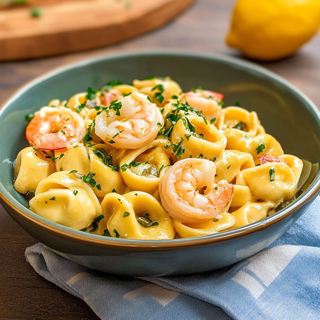 Shrimp Tortellini in Lemon Garlic Cream Sauce