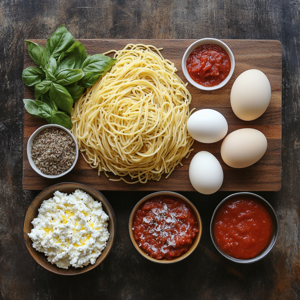 Spaghetti Pie Bake ingredients