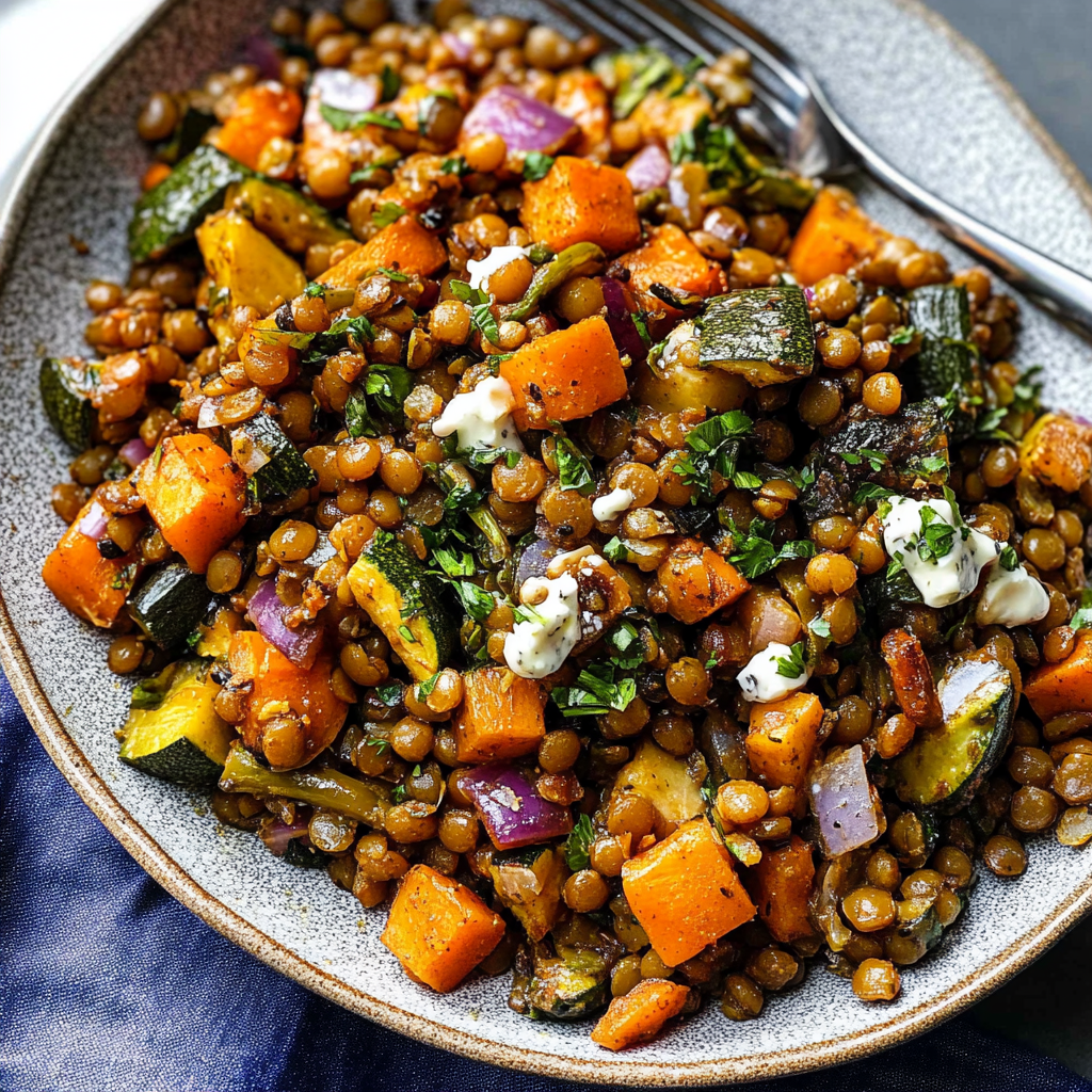 Warm Lentil & Veggie Salad