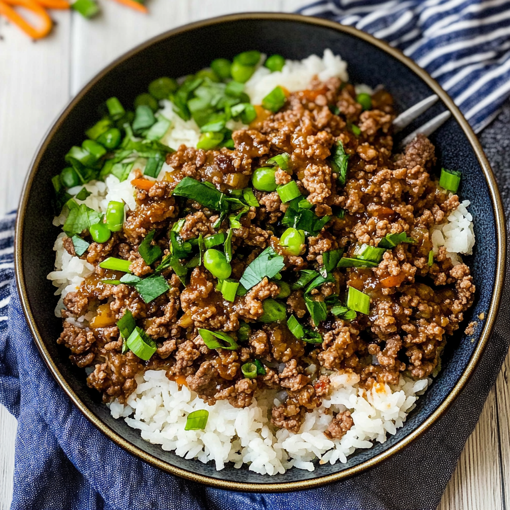ground beef rice bowl