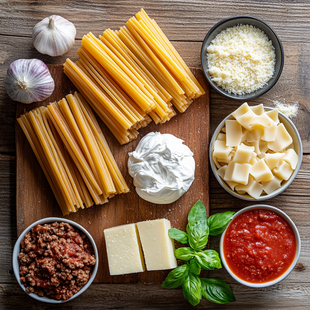 Baked Rigatoni with Ground Beef ingredients