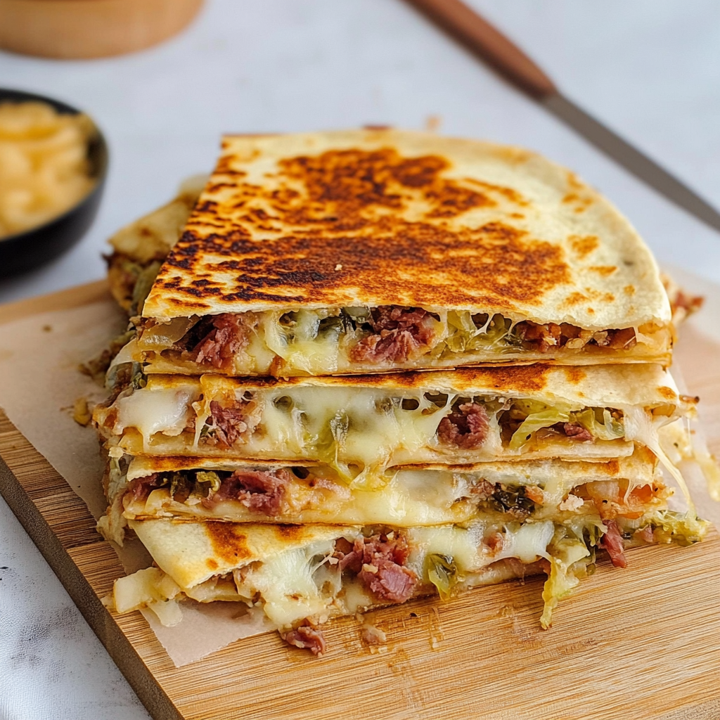Corned Beef & Cabbage Cheese Quesadillas