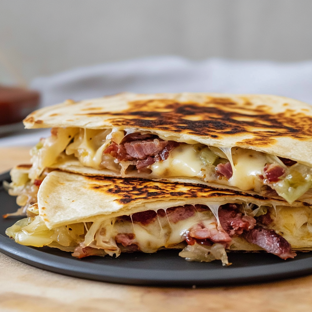 Corned Beef & Cabbage Cheese Quesadillas