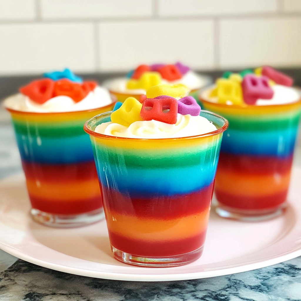 Rainbow Jell-O Cups