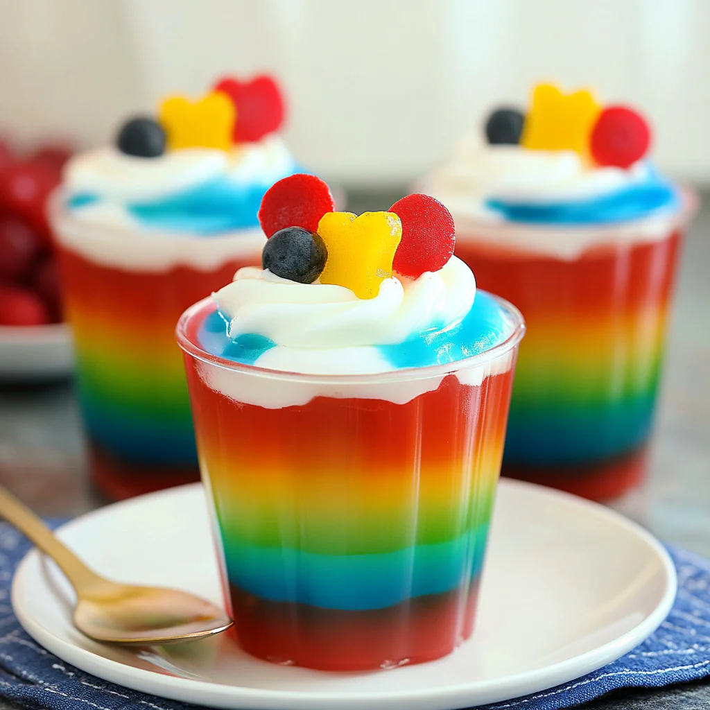 Rainbow Jell-O Cups