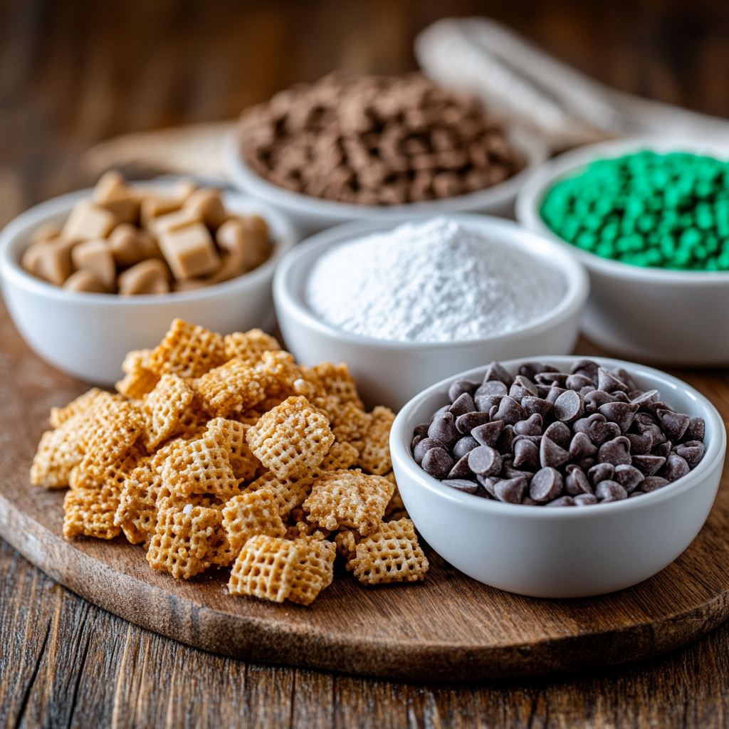 St. Patrick’s Day Muddy Buddies ingredients