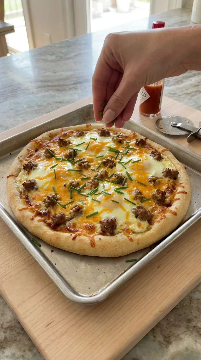 Breakfast Pizza with Sausage, Eggs, and Cheddar step 16