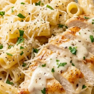 Creamy Chicken Pasta with Garlic Parmesan Sauce finished recipe