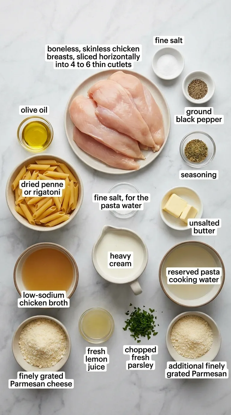 Creamy Chicken Pasta with Garlic Parmesan Sauce ingredients