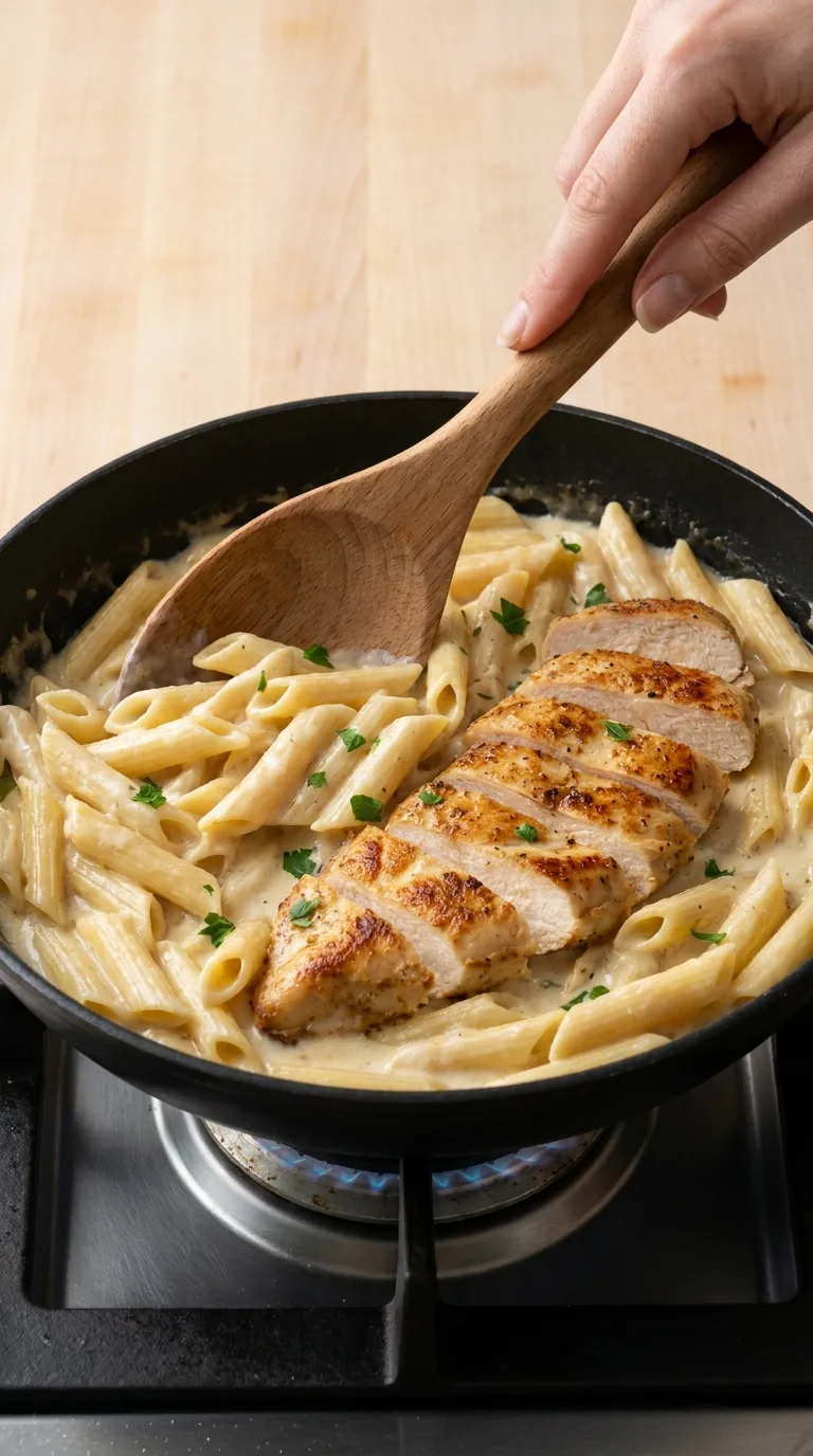 Creamy Chicken Pasta with Garlic Parmesan Sauce step 17