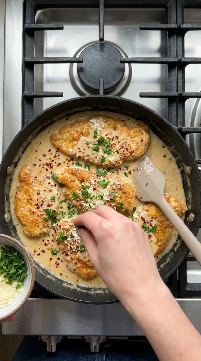 Garlic Parmesan Chicken with Creamy Pan Sauce step 14