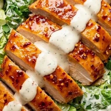 Honey Hot Chicken Salad with Creamy Ranch Dressing finished recipe