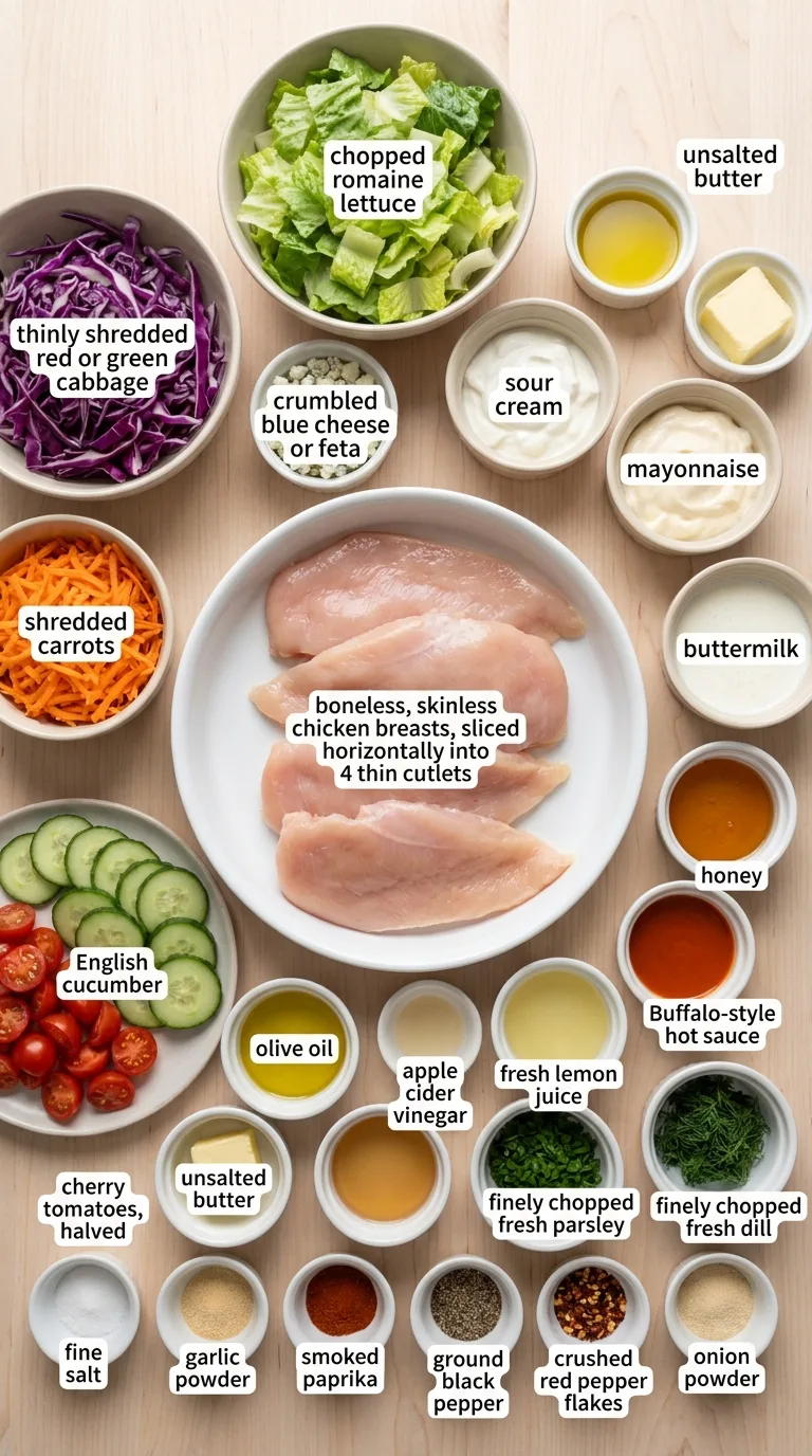 Honey Hot Chicken Salad with Creamy Ranch Dressing ingredients