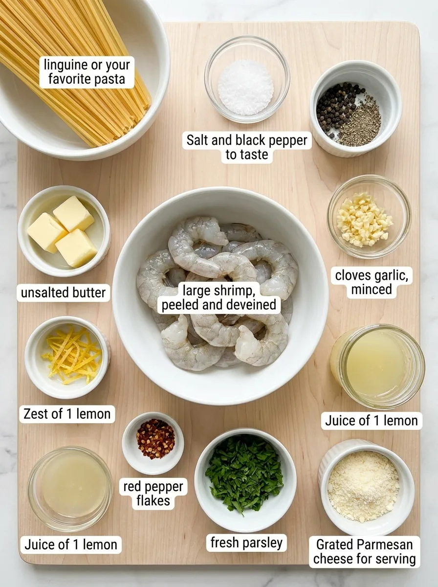 Lemon Butter Garlic Shrimp Pasta ingredients