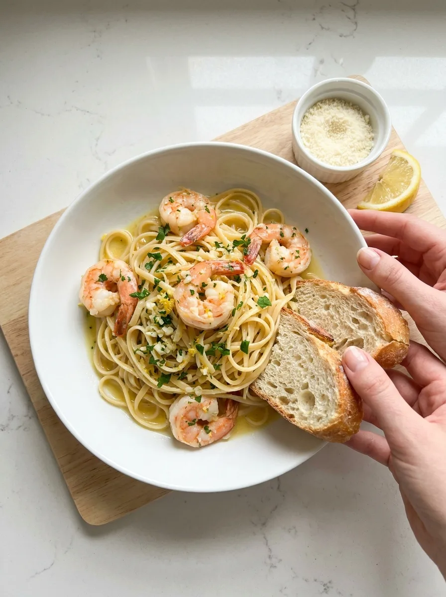 Lemon Butter Garlic Shrimp Pasta step 2