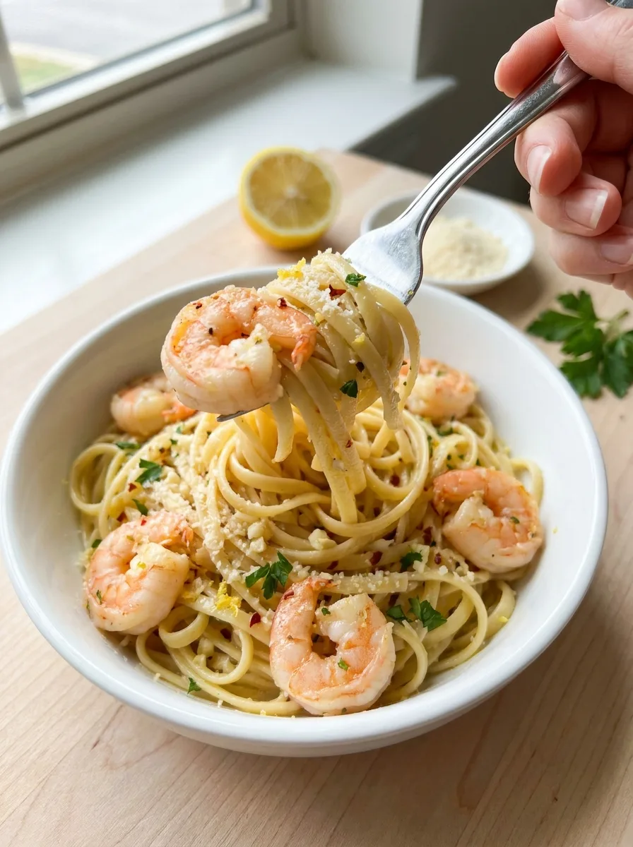 Lemon Butter Garlic Shrimp Pasta step Final