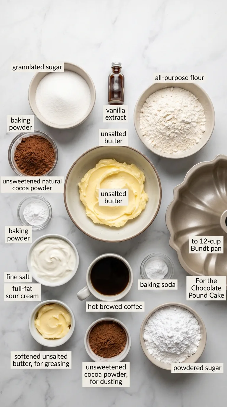 Rich Chocolate Pound Cake ingredients