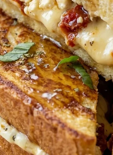 Sun-Dried Tomato and Feta Stuffed French Toast finished recipe