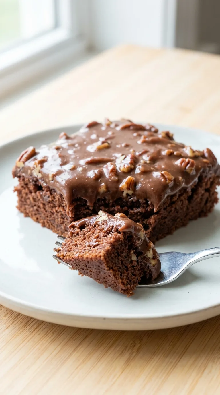 Texas Sheet Cake Recipe with Chocolate Pecan Frosting step Final