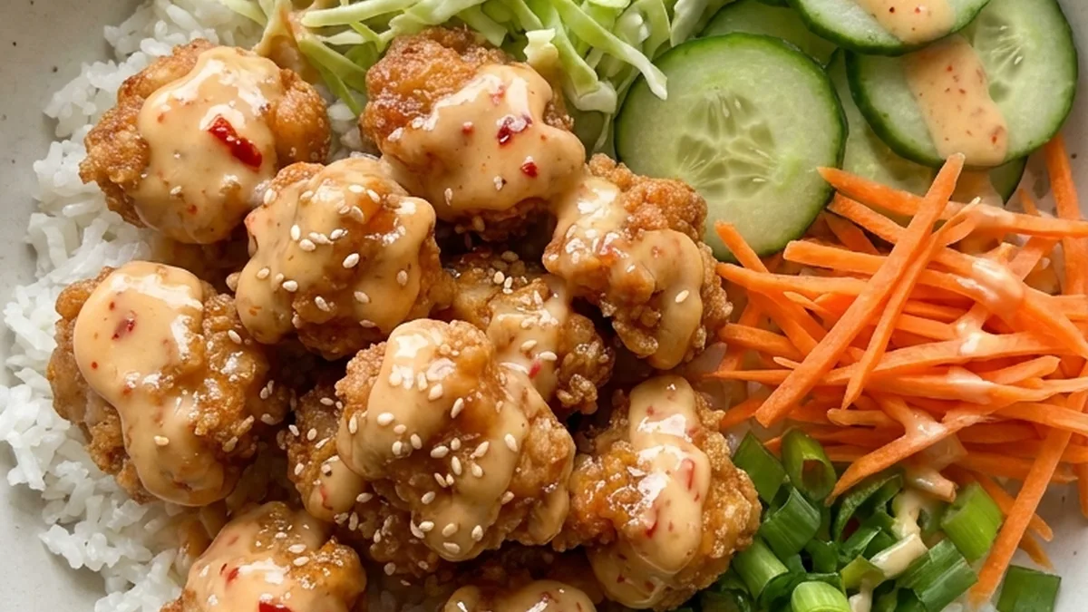 Bang Bang Chicken Bowl finished recipe