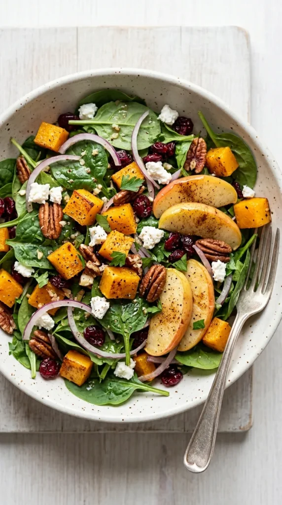 Fall Harvest Salad with Roasted Butternut & Apples full finished recipe