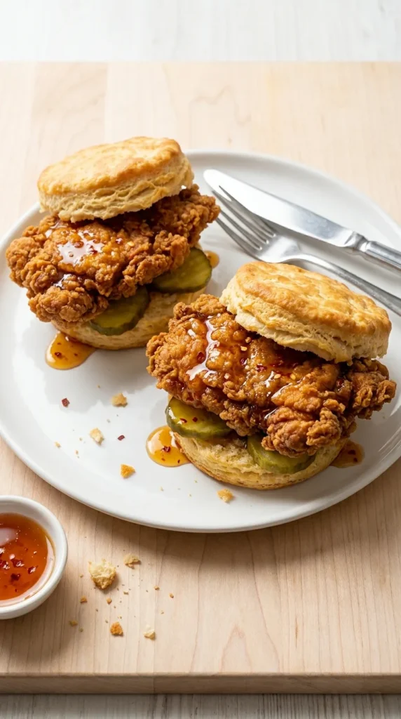 Hot Honey Chicken Biscuits full finished recipe