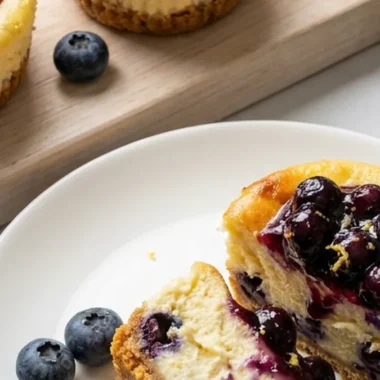Juicy Mini Lemon Blueberry Cheesecakes finished recipe