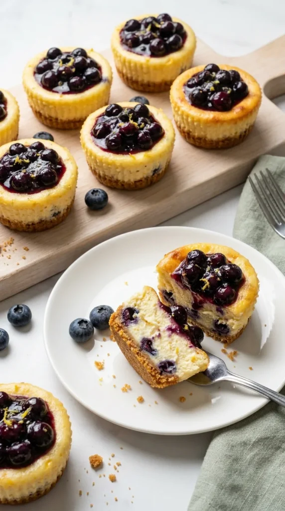 Juicy Mini Lemon Blueberry Cheesecakes full finished recipe