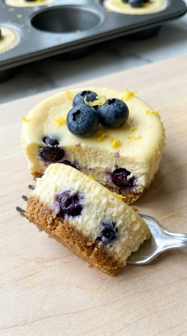 Juicy Mini Lemon Blueberry Cheesecakes final dish