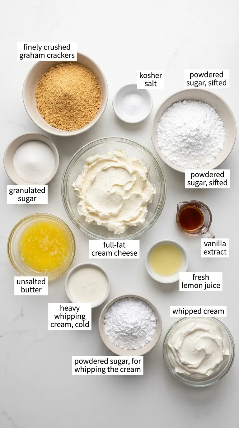 No Bake Cheesecake ingredients