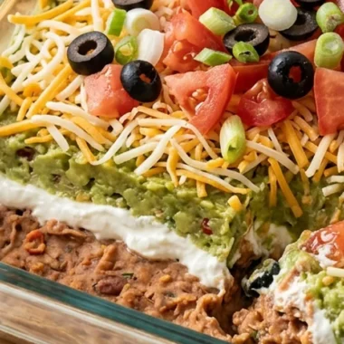 7 Layer Taco Dip finished recipe
