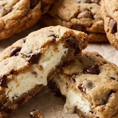 Cheesecake Stuffed Chocolate Chip Cookies finished recipe