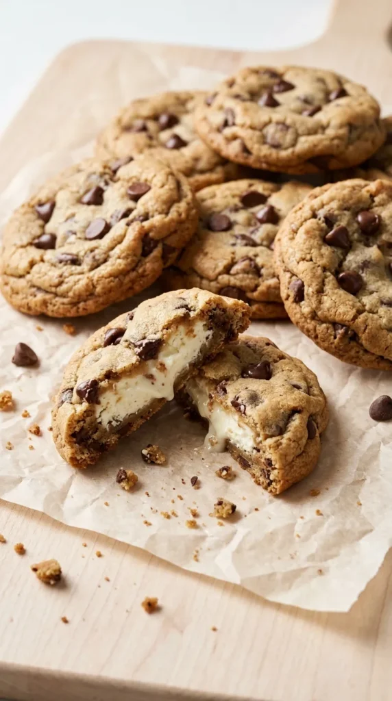 Cheesecake Stuffed Chocolate Chip Cookies full finished recipe