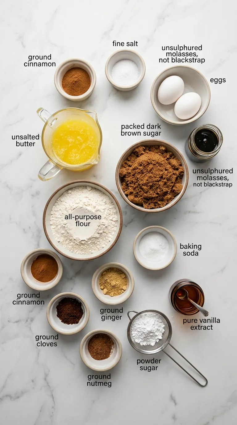 Chewy Gingerbread Bars ingredients