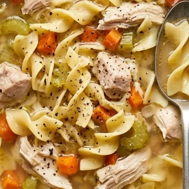 Crockpot Chicken Noodle Soup finished recipe