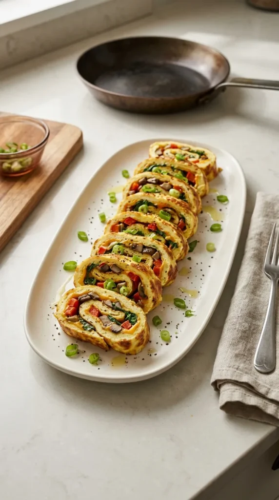 Effortless Veggie Omelette Roll full finished recipe