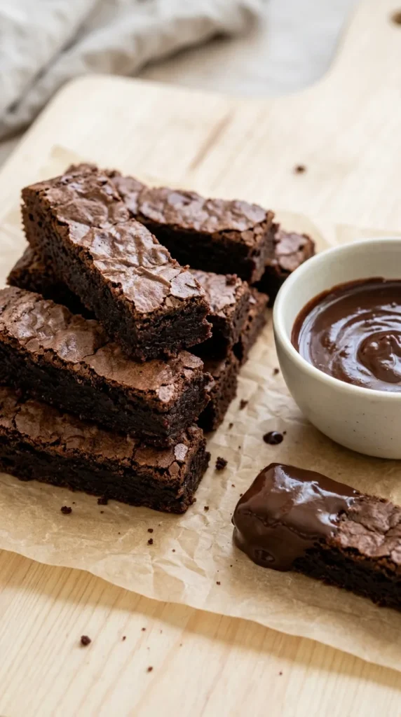 Fudgy Brownie Sticks with Dip full finished recipe
