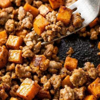 ground turkey sweet potato skillet finished recipe