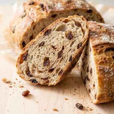 No Knead Cinnamon Raisin Bread finished recipe