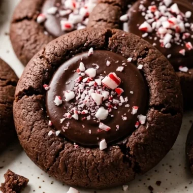Peppermint Mocha Thumbprint Cookies finished recipe