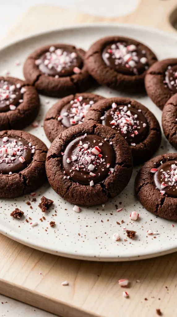 Peppermint Mocha Thumbprint Cookies full finished recipe