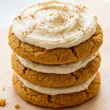 Pumpkin Cookies with Cream Cheese Frosting finished recipe