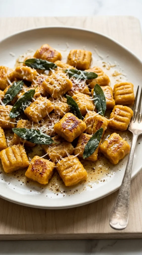 Pumpkin Gnocchi with Brown Butter full finished recipe