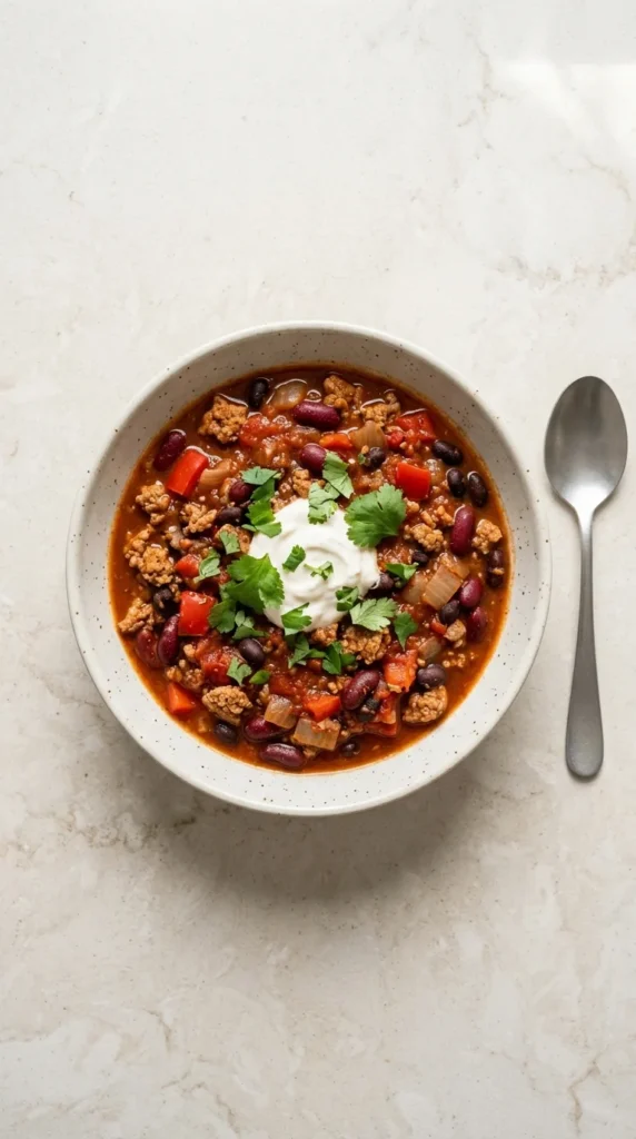 Quick and Easy Turkey Chili Recipe full finished recipe