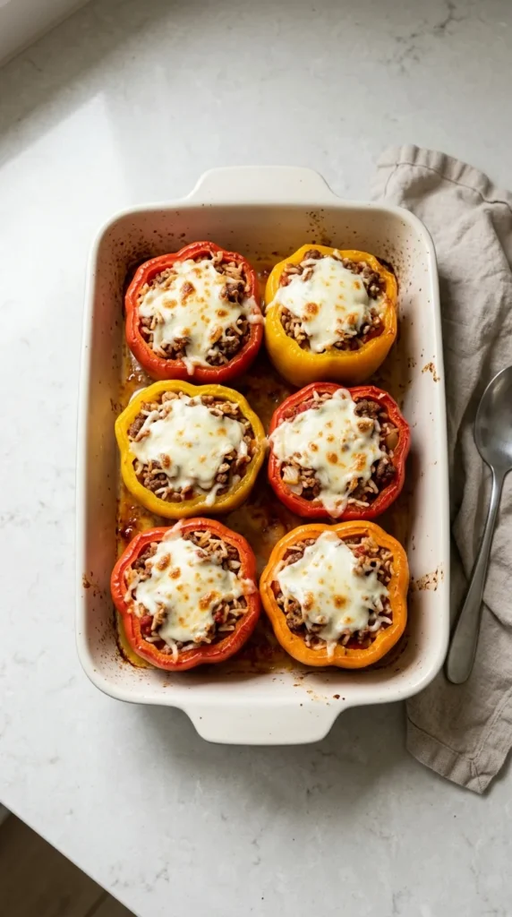 Roasted Stuffed Bell Peppers full finished recipe