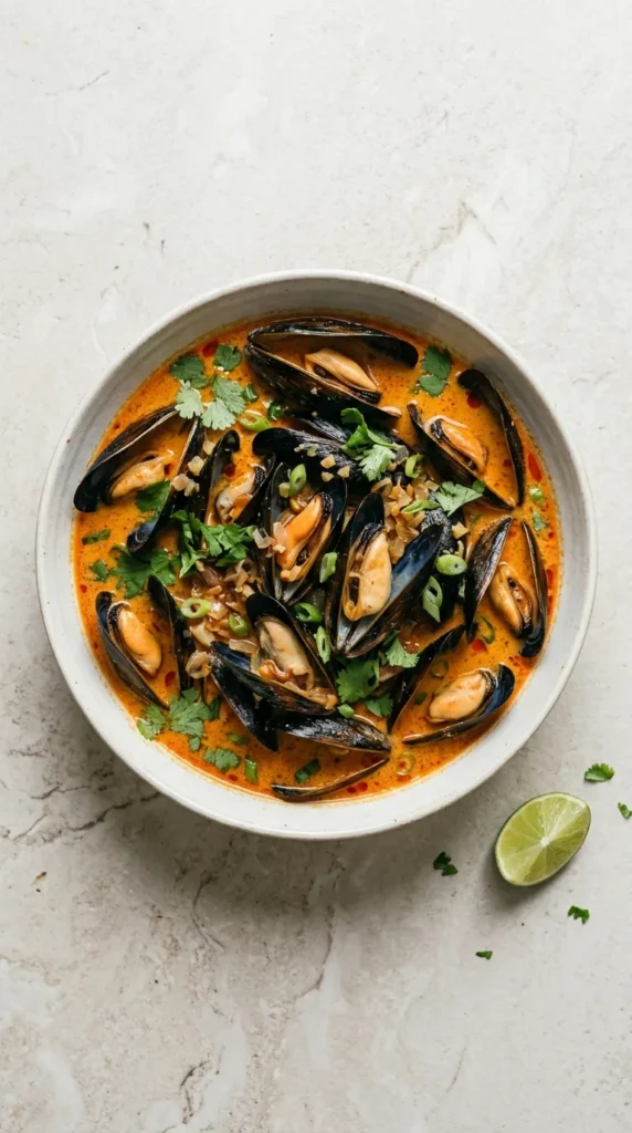 Thai Coconut Curry Mussels full finished recipe